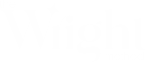 A transparent background and white text image which is the logo of the wright method